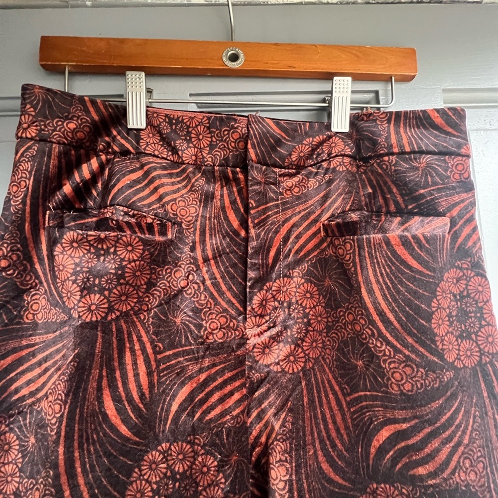 Anthropologie brown/orange floral velvet trouser‎ pants size 6 - Picture 5 of 8
